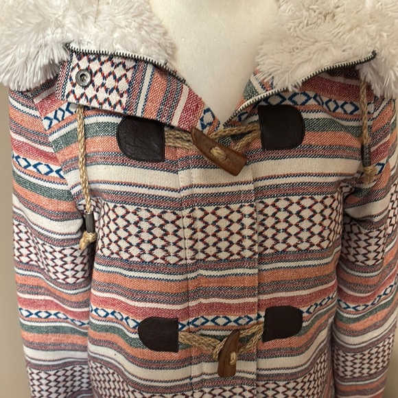 Roxy Pink and White Teddy Jacket Cozy Faux Fur - Picture 4 of 11